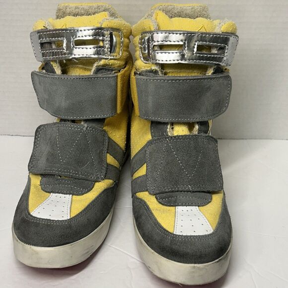 Ishikawa Ankle Boots Shoes Leather Yellow & Grey Strap Closure Star Italy Sz 38 - Picture 2 of 15